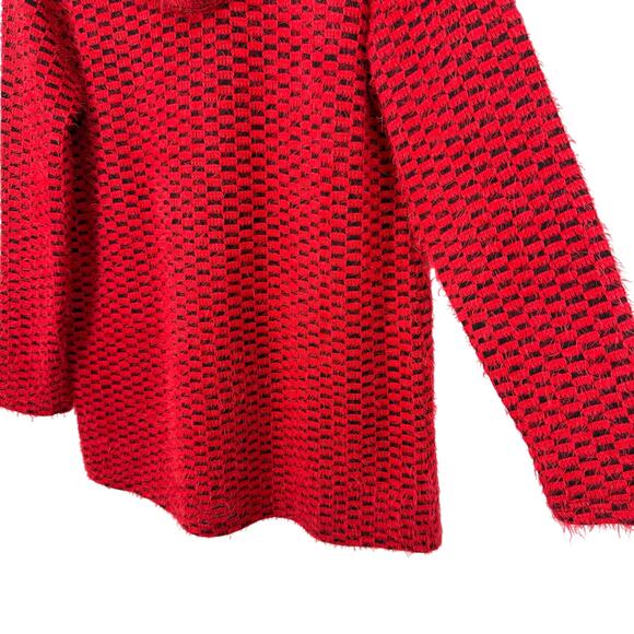 Ali Miles Medium Red Fuzzy Wearable Art to Wear Blouse Shirt Top Christmas Artsy - Picture 6 of 7